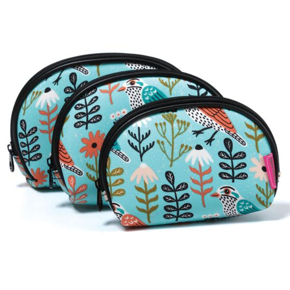 Birds In Blue Cosmetic Bags Set of 3